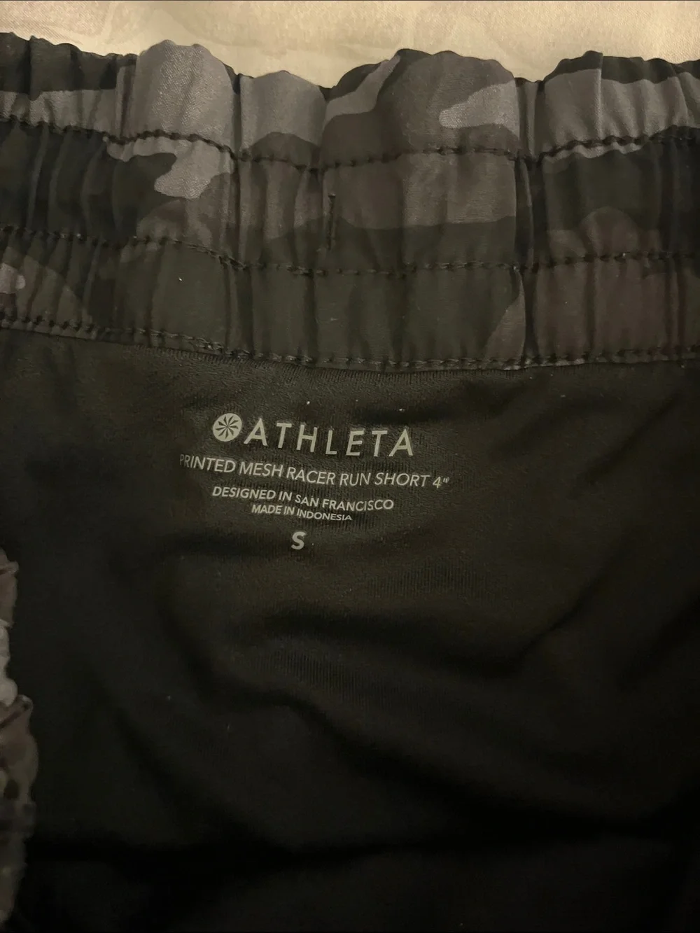 Athleta Black & Gray Camo Athletic Shorts
